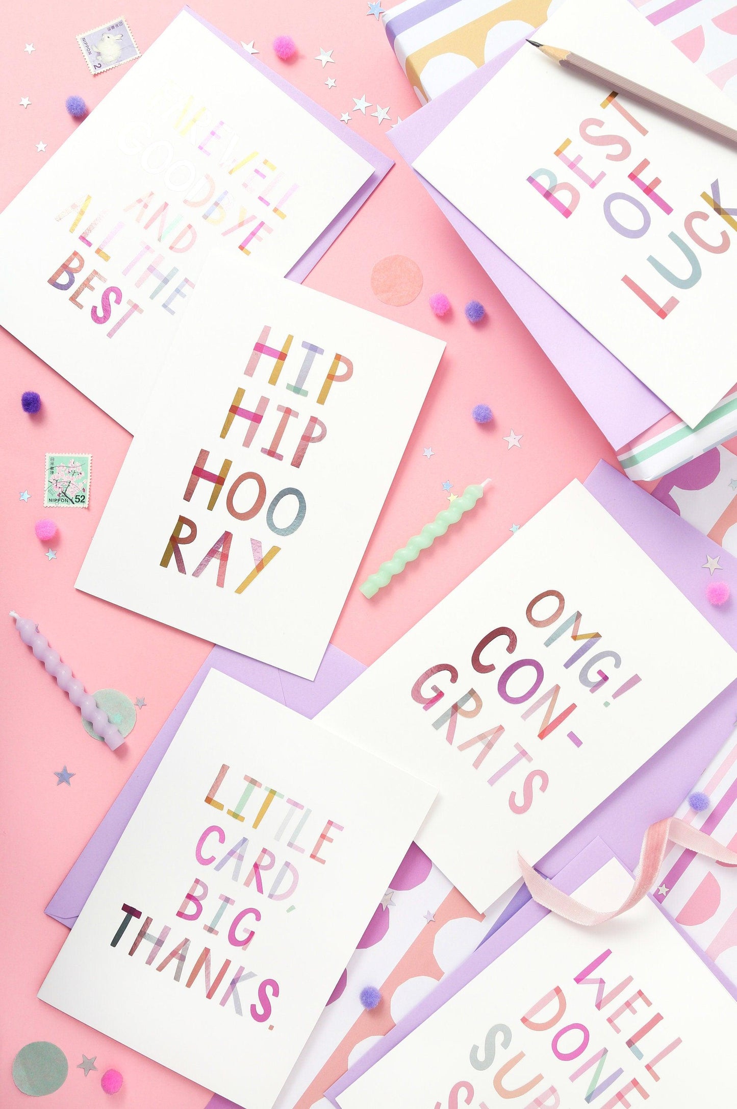 Hip Hip Hooray  Birthday or Congratulations Luxury Foiled Rainbow Greeting Card