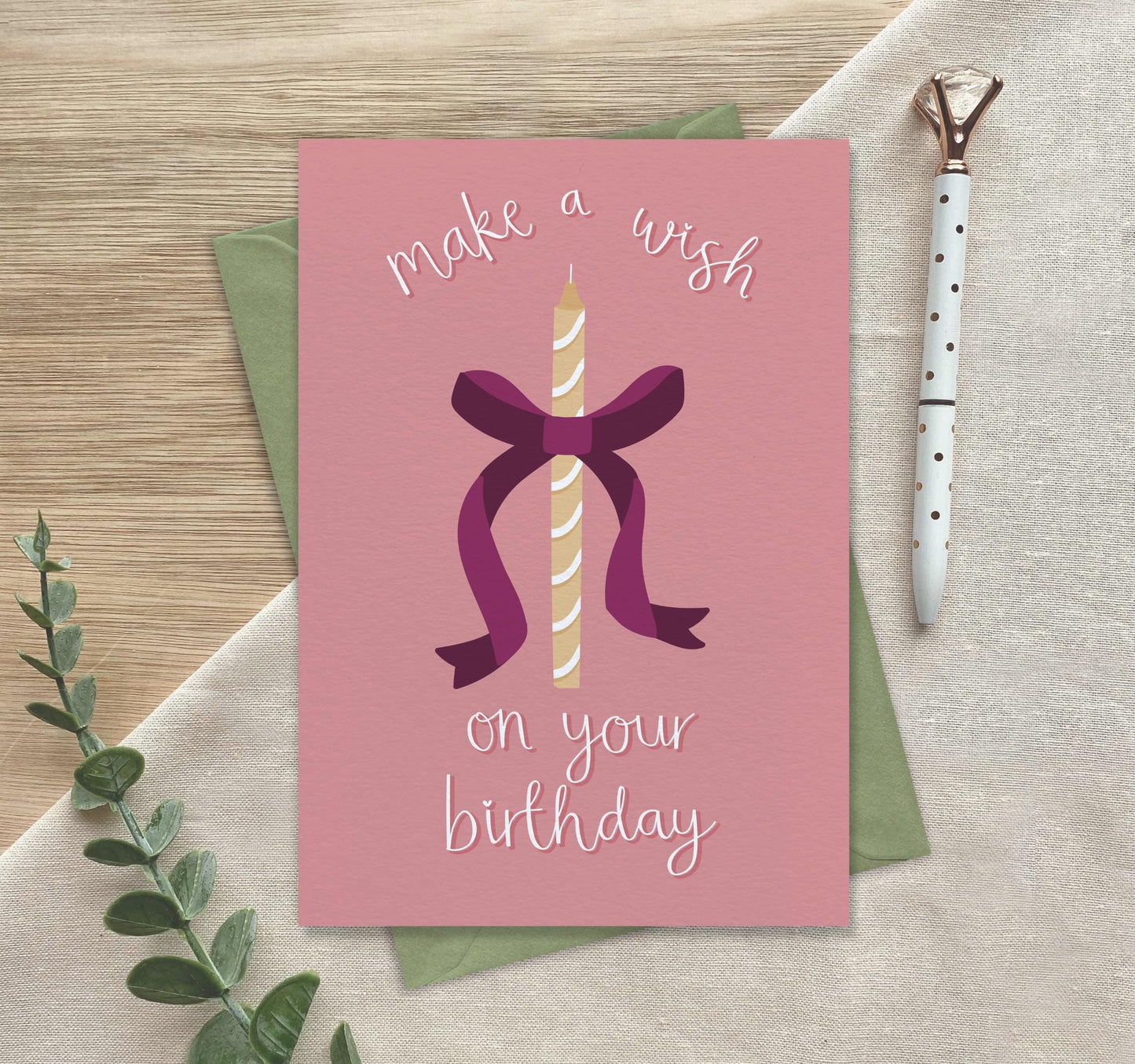 Make a Wish on your Birthday Bow  Luxury Birthday Greeting Card