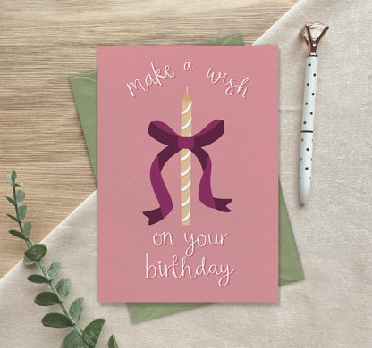 Make a Wish on your Birthday Bow  Luxury Birthday Greeting Card