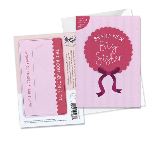 [New Size Now Available] Brand New Big Sister - New Baby Expectant Parents Greeting Card - Baby Shower