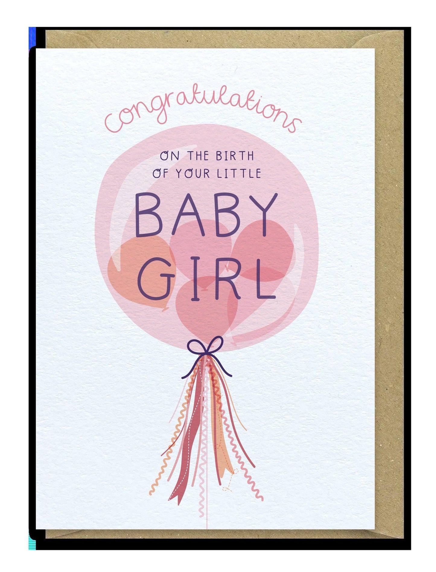 Baby Girl Balloon  New Baby Card