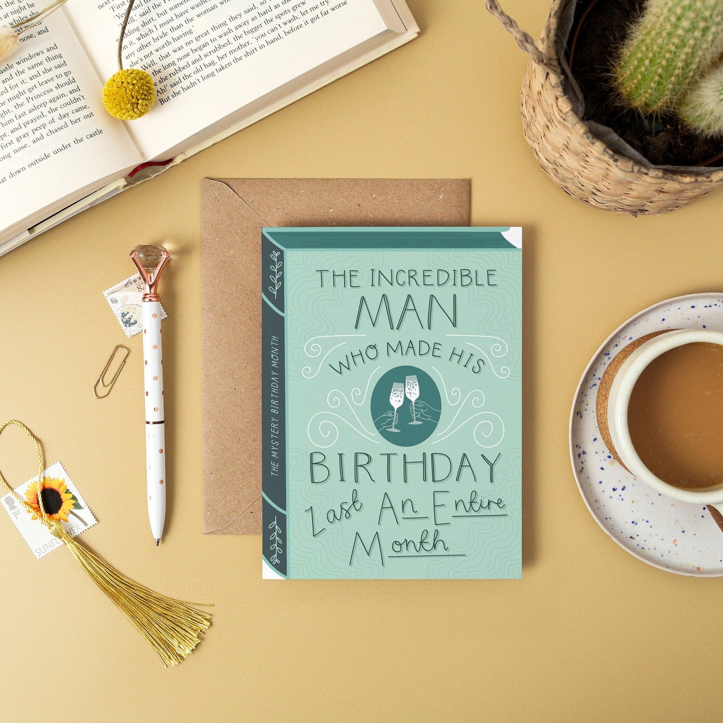 The Man who made his Birthday last an entire month  Luxury Book Birthday Greeting Card