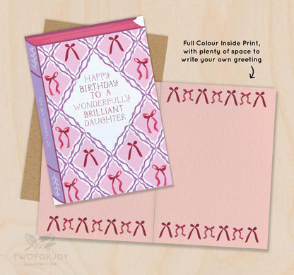 Happy Birthday to a Wonderfully Brilliant Daughter  Luxury Book Birthday Greeting Card