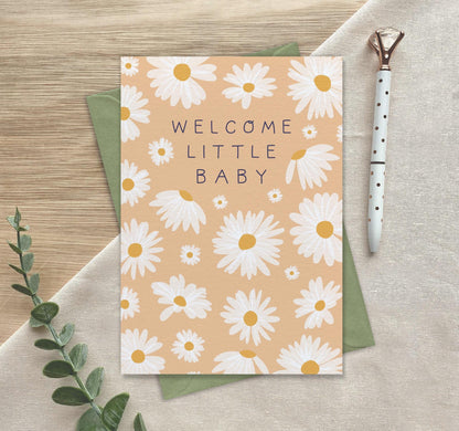 Welcome Little Baby  Luxury Gender Neutral Greeting Card Baby Shower, Girl, Boy