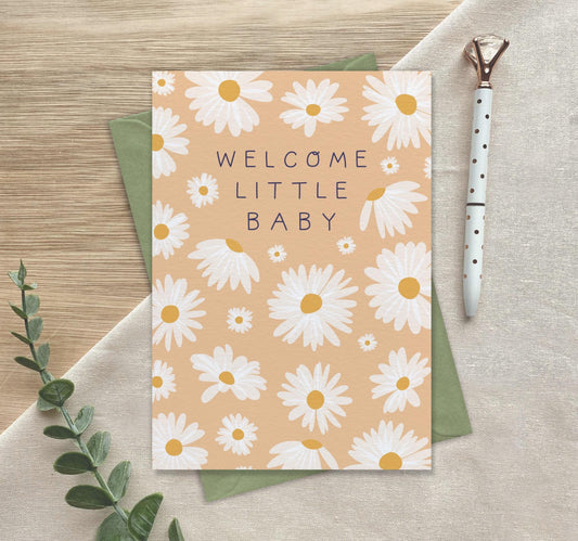 Welcome Little Baby  Luxury Gender Neutral Greeting Card Baby Shower, Girl, Boy