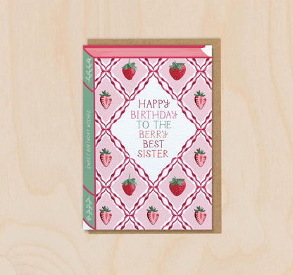Happy Birthday to the Berry Best Sister  Luxury Book Birthday Greeting Card