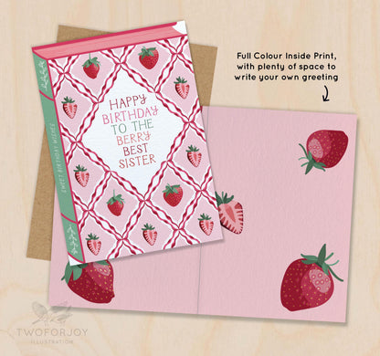 Happy Birthday to the Berry Best Sister  Luxury Book Birthday Greeting Card