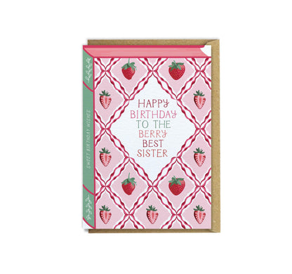 Happy Birthday to the Berry Best Sister  Luxury Book Birthday Greeting Card