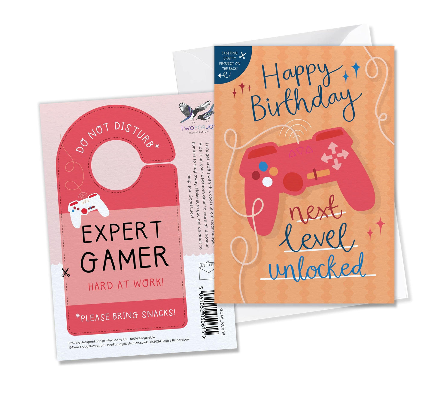 [New Size Now Available] Level Unlocked Gamer Children's Birthday Card with Crafty Cut Out