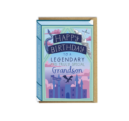 Happy Birthday Legendary Truly Special Grandson  Luxury Book Birthday Greeting Card