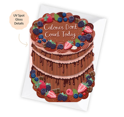 Calories Dont Count - Birthday Cake Shaped Greeting Card