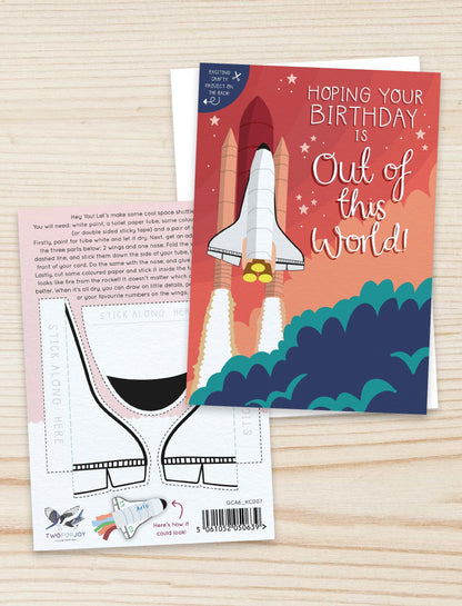 Space Themed Birthday Card with Crafty Cut Out Activity