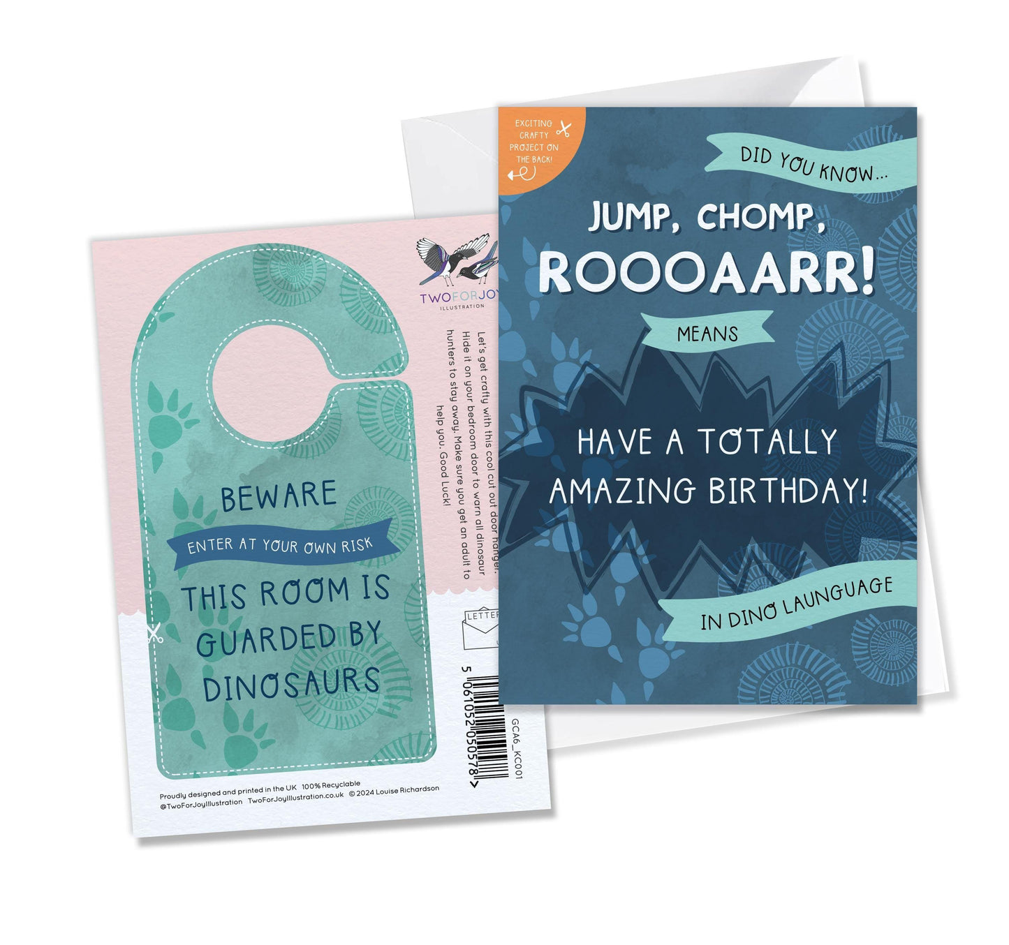 Dinosaur Birthday Card with Crafty Cut Out Activity Mask