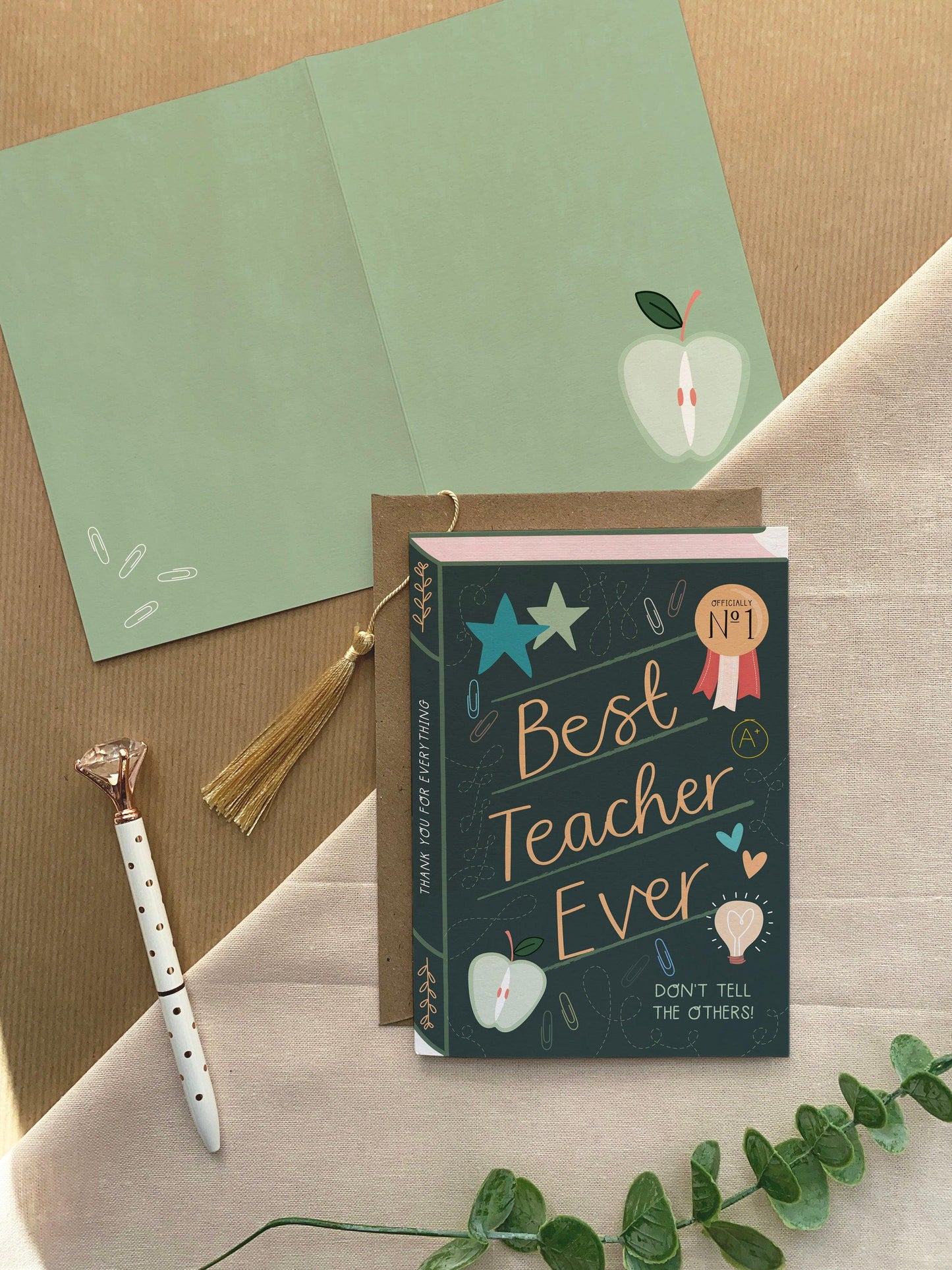 Best Teacher Ever  Luxury Book Greeting Card