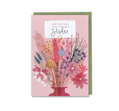 Fabulous Sister  Luxury Birthday Greeting Card for Sister
