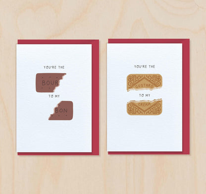 You're the BOUR to my BON - Bourbon Biscuit Valentine's Day Card for Husband Wife Boyfriend Girlfriend Fiance
