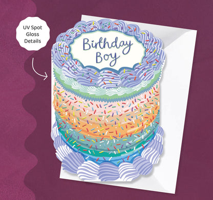 Birthday Boy - Vintage Cake Shaped Greeting Card