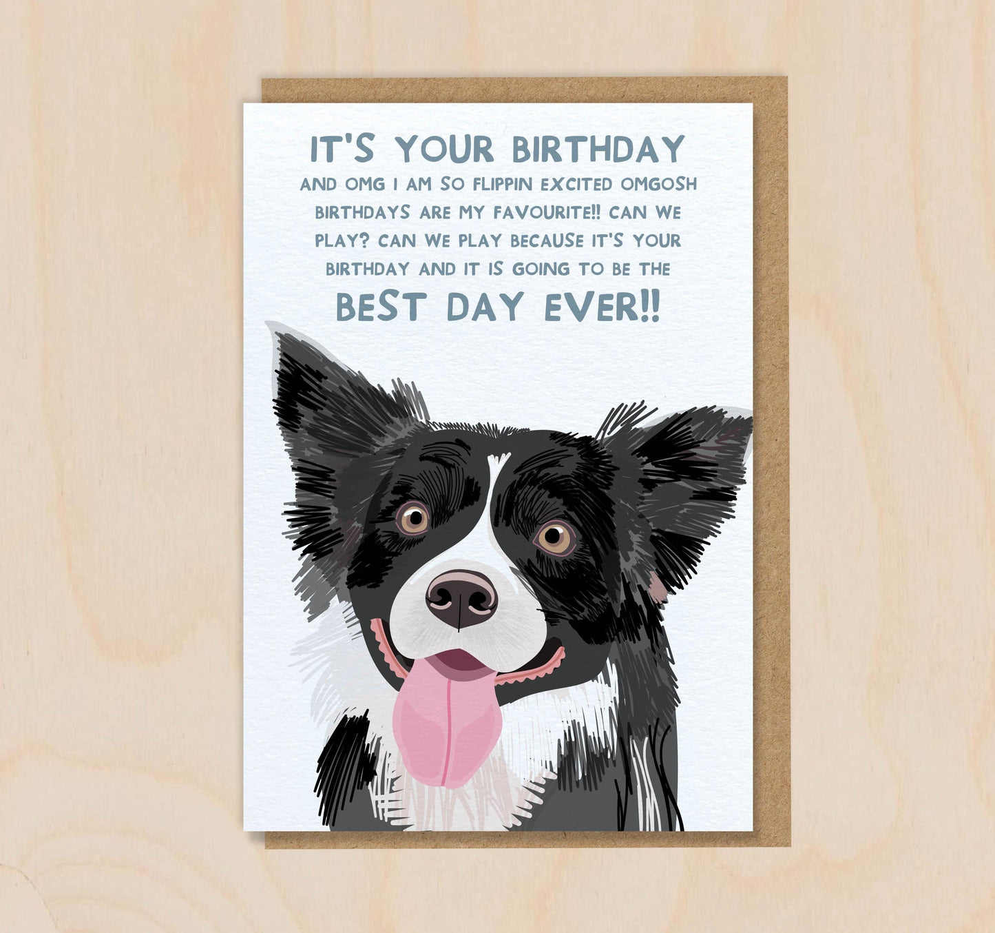 Birthday Card From The Dog - Border Collie Black - Funny Greeting Card For Dog Mum Dad Lover Owner