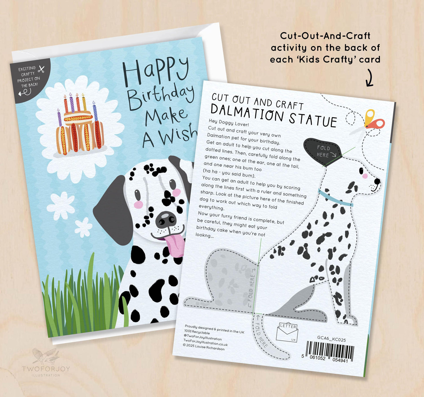 Dalmation cut-out Crafty Birthday Card for Children