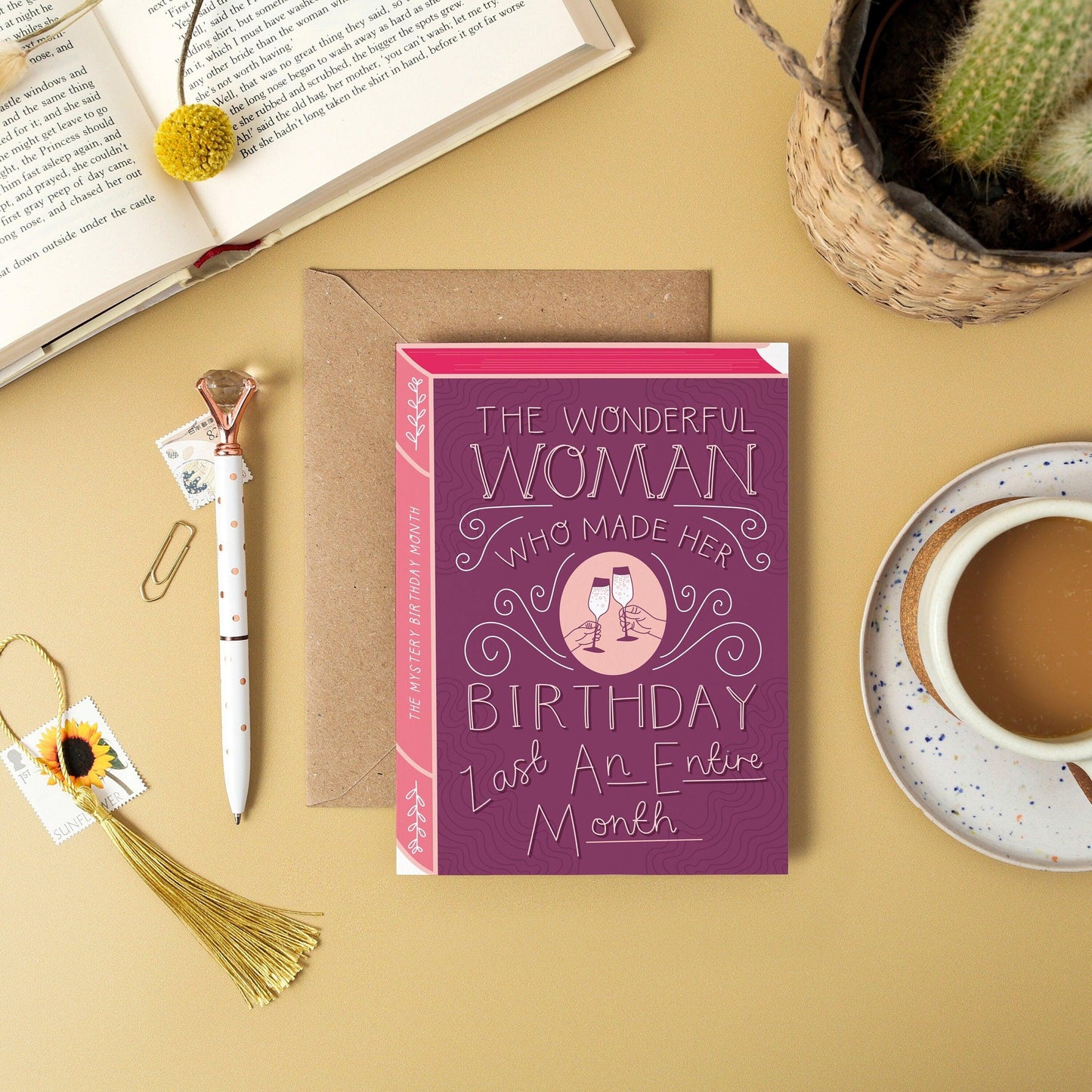 The Woman who made her Birthday last an entire month  Luxury Book Birthday Greeting Card