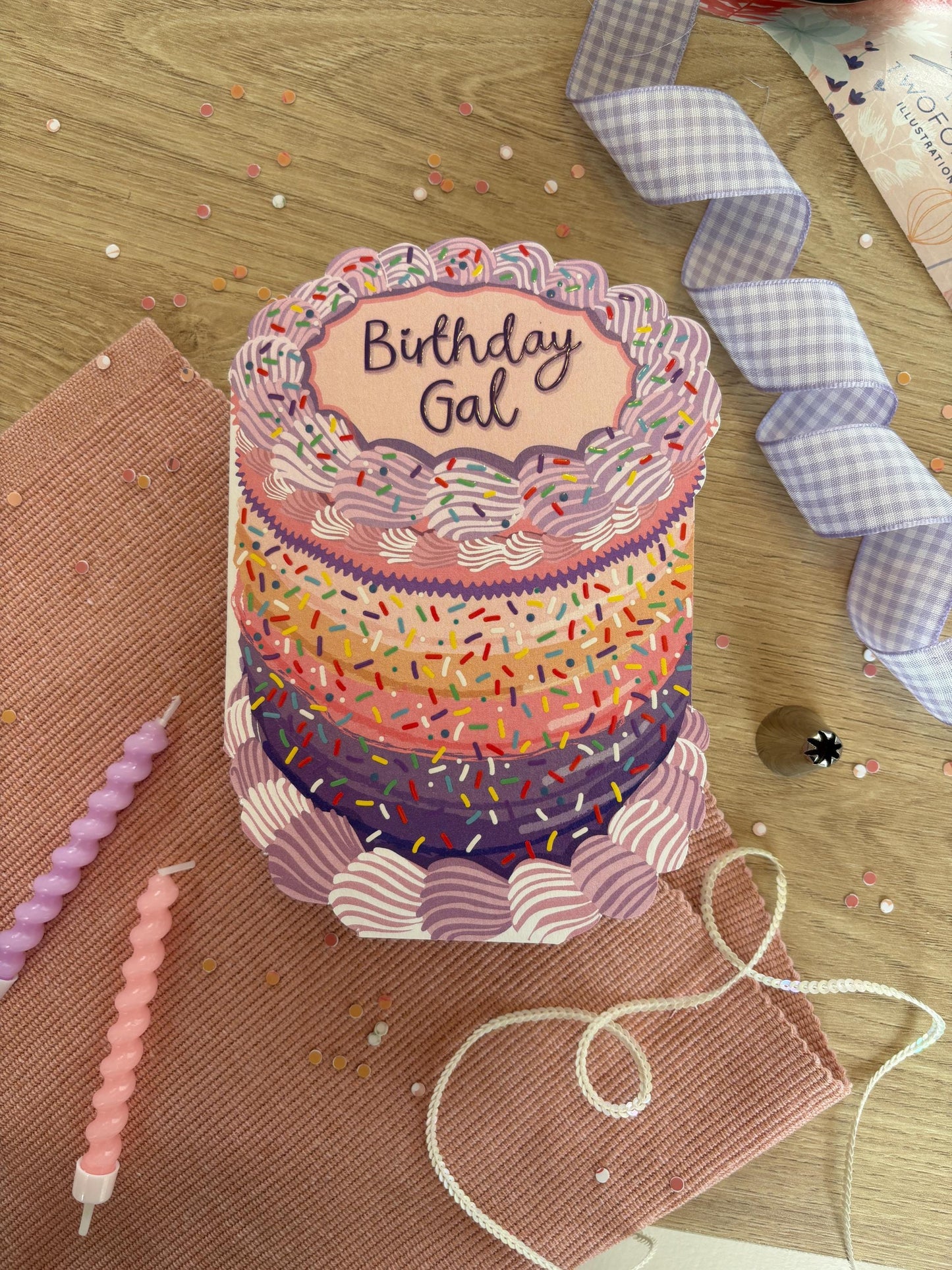 Birthday Gal - Vintage Cake Shaped Greeting Card