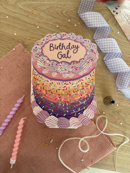 Birthday Gal - Vintage Cake Shaped Greeting Card