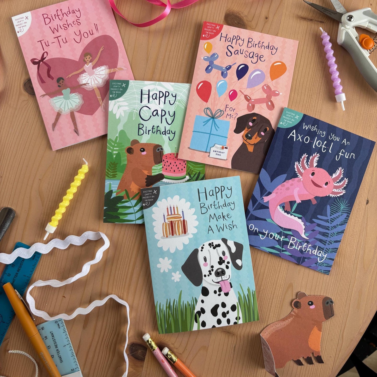 [New Size Now Available] Sausage Dog Dachshund cut-out Crafty Birthday Card for Children