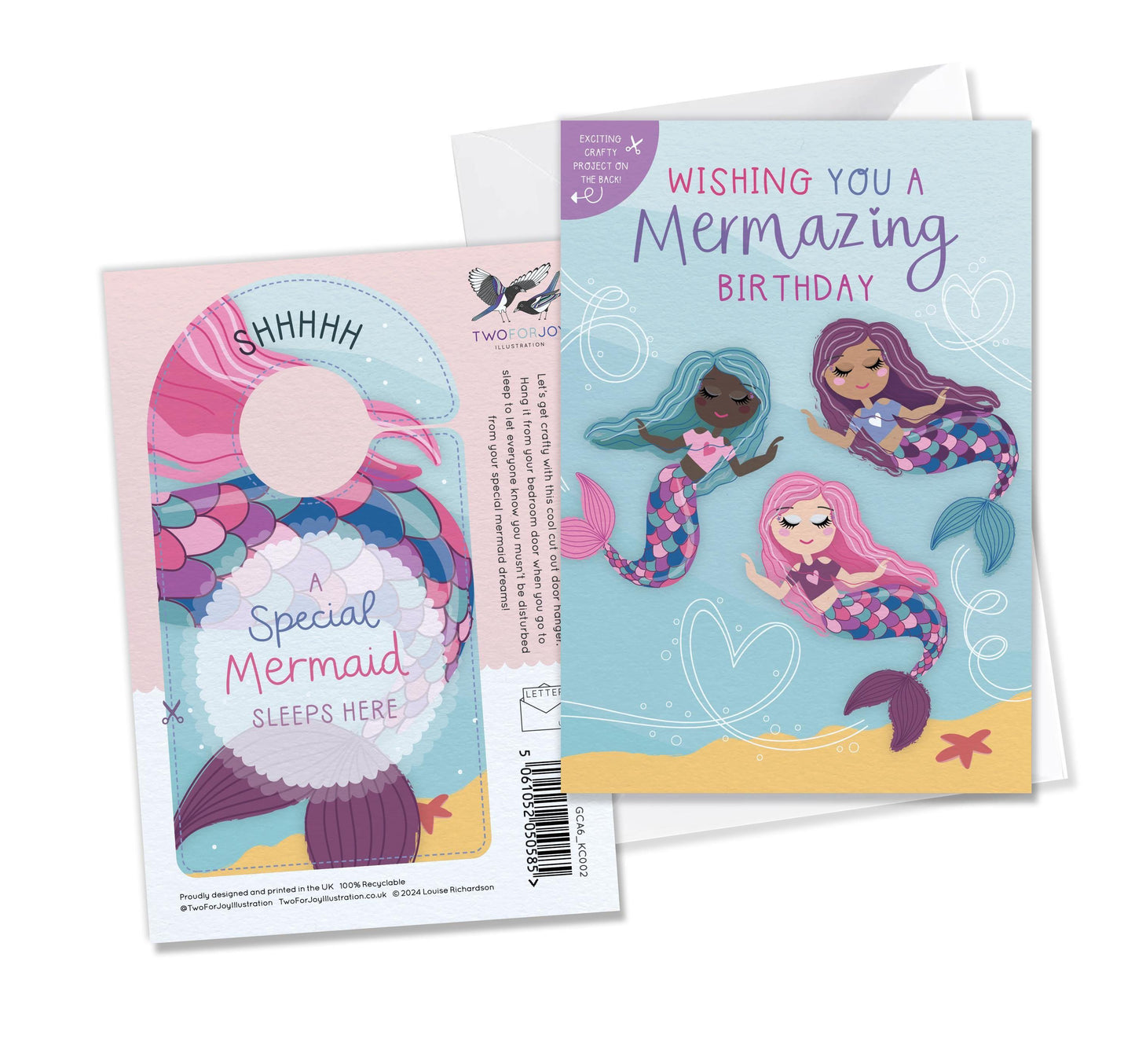 Mermaid Birthday Card with Cut out crafty activity
