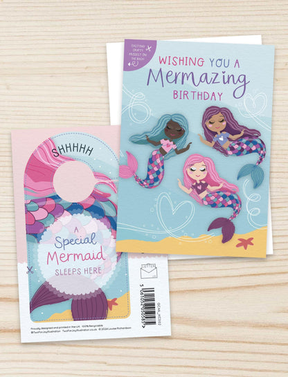 Mermaid Birthday Card with Cut out crafty activity