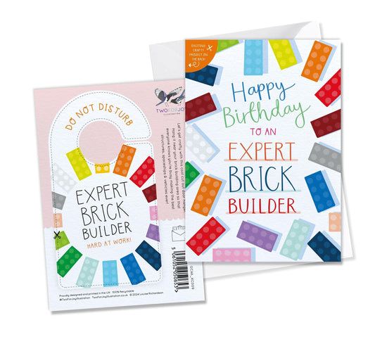Expert Brick Builder Birthday Card with Crafty Project (New Larger Size)