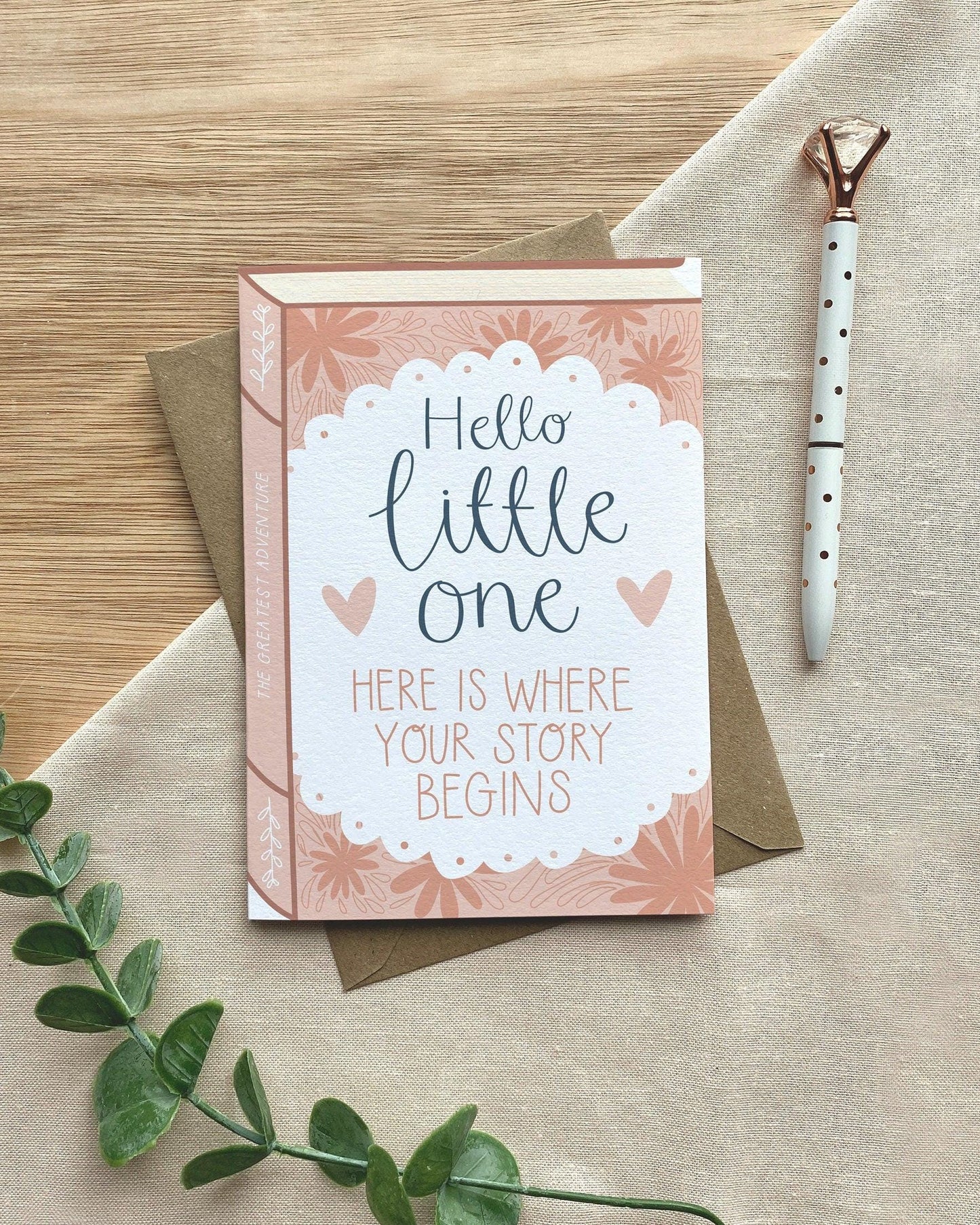 Hello Little One  Luxury Baby Book Greeting Card
