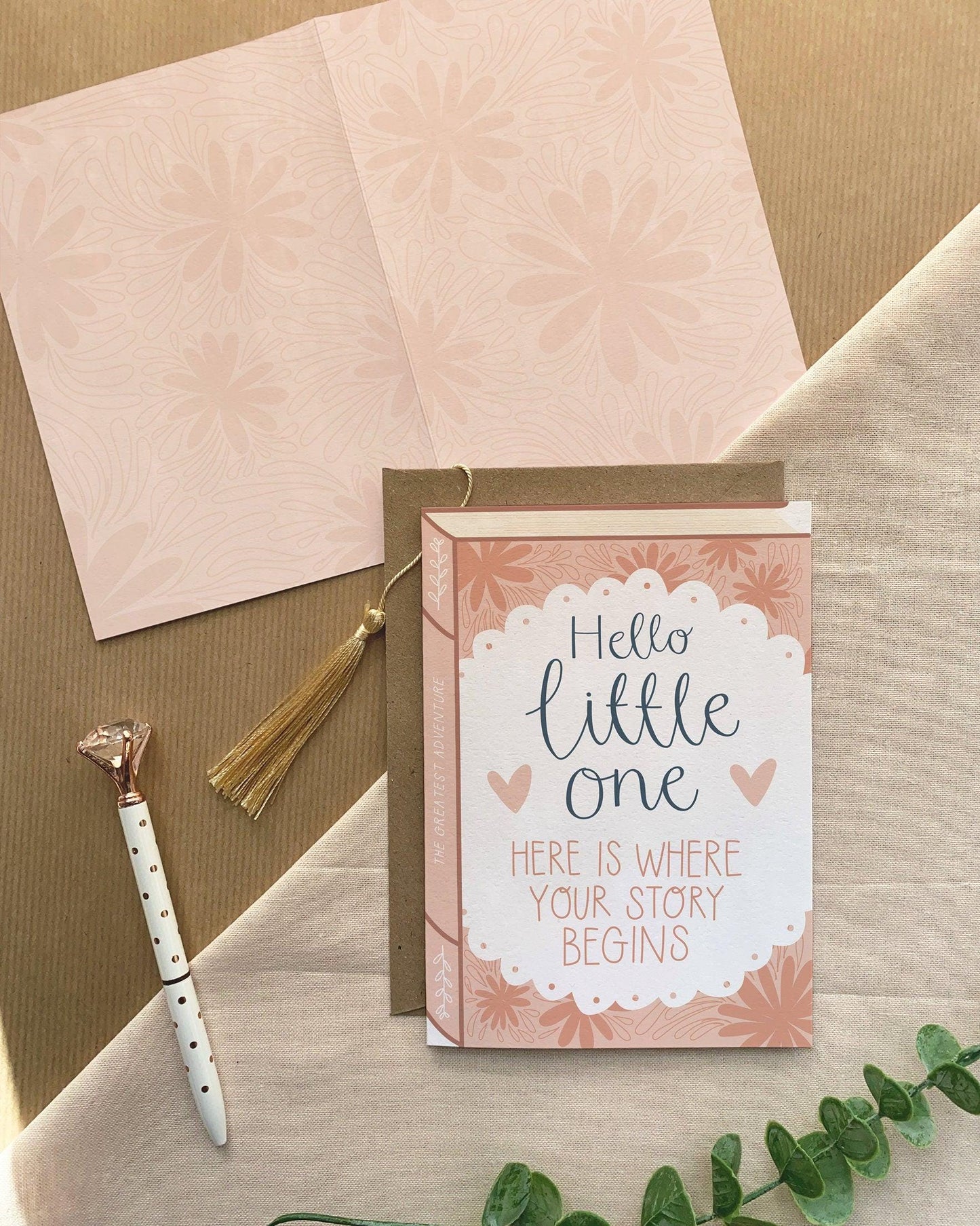 Hello Little One  Luxury Baby Book Greeting Card