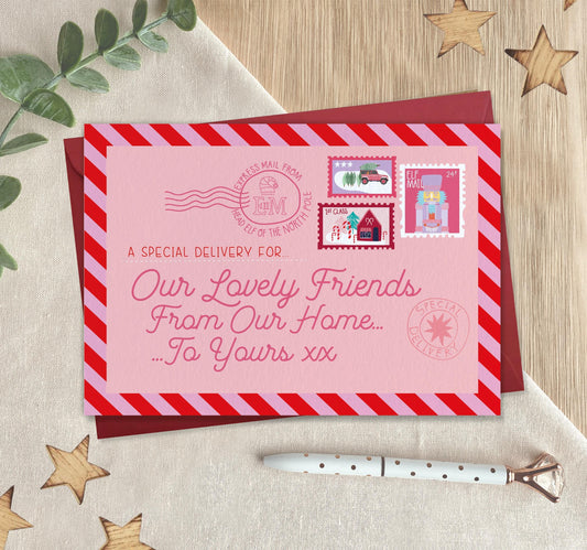 Our Lovely Friends, From our home to yours  - Chrismas card for Friends, Neighbours, Couples