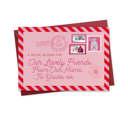 Our Lovely Friends, From our home to yours  - Chrismas card for Friends, Neighbours, Couples