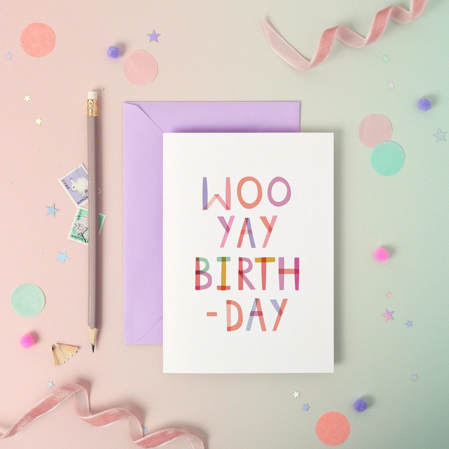 Woo Yay Birthday!  Birthday Luxury Foiled Rainbow Greeting Card