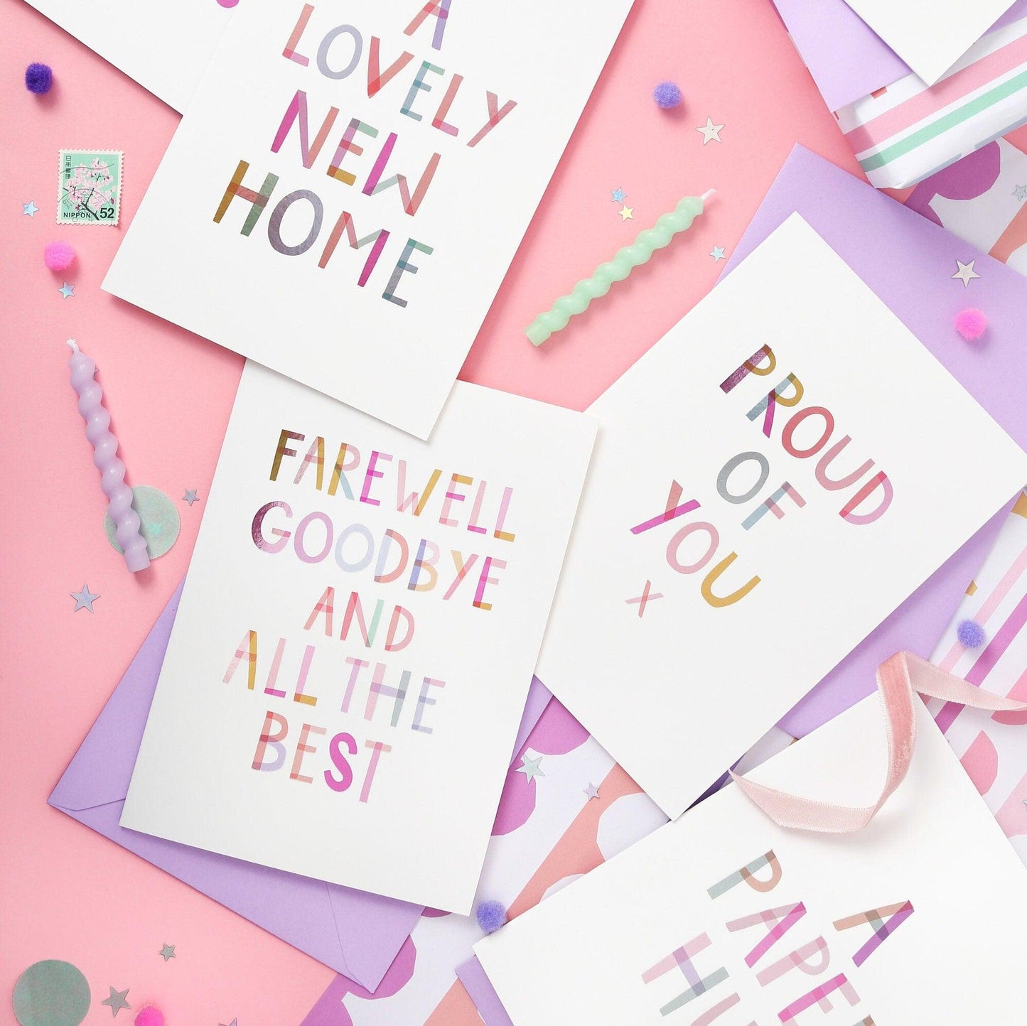 Farewell  Good Luck Luxury Foiled Rainbow Greeting Card