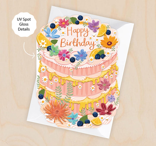 Happy Birthday - Birthday Cake Shaped Greeting Card for Friend