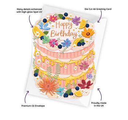 Happy Birthday - Birthday Cake Shaped Greeting Card for Friend
