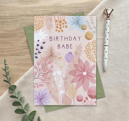 Birthday Babe  Luxury Birthday Greeting Card for Friend, Sister, Daughter, Niece