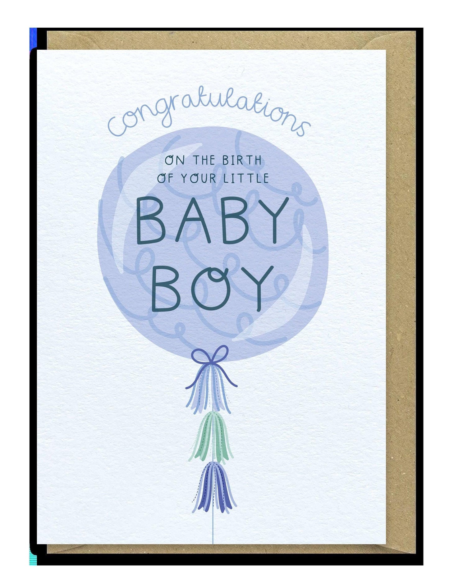 Baby Boy Balloon  New Baby Card
