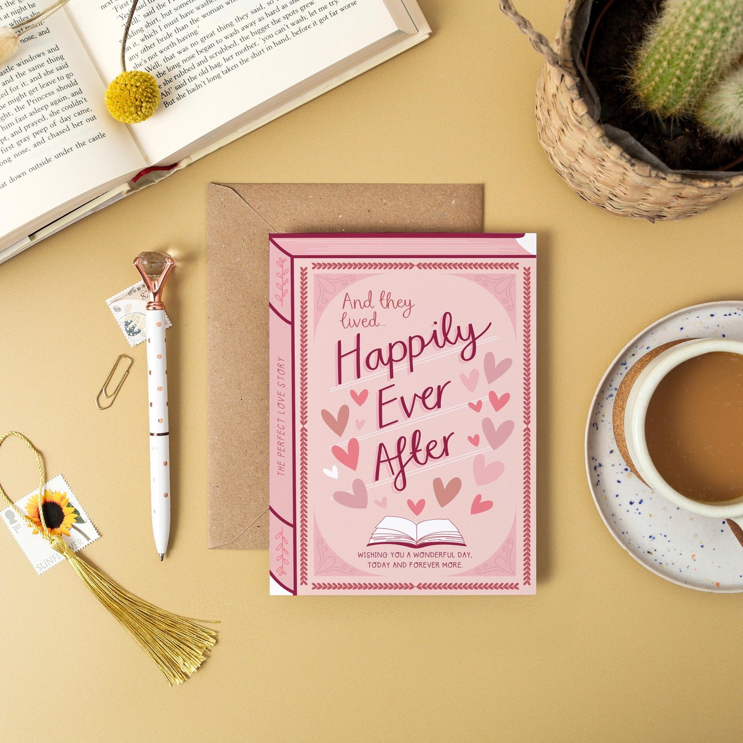 Happily Ever After  Luxury Book Wedding Engagement Anniversary Greeting Card