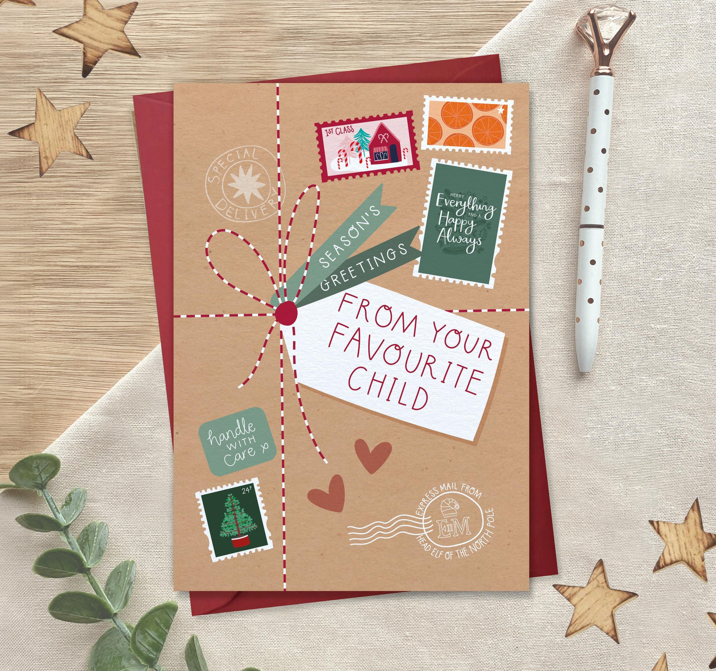 From your Favourite Child - Christmas Card for Parents Mum Dad