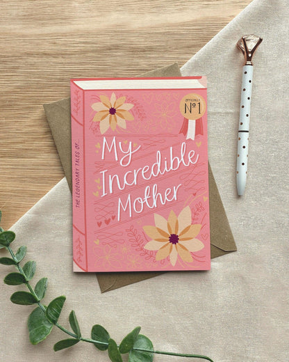 My Incredible Mother  Luxury Book Birthday Mother's Day Greeting Card