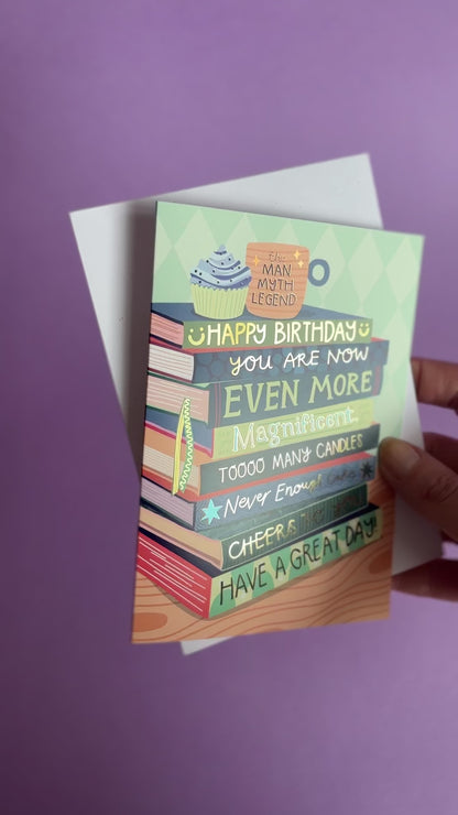 Even More Magnificent Birthday - Bookish Birthday Card for Him - Foiled