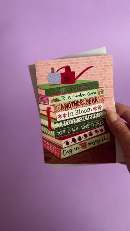 Happy Birthday Garden Guru - Foiled Bookish Birthday Card