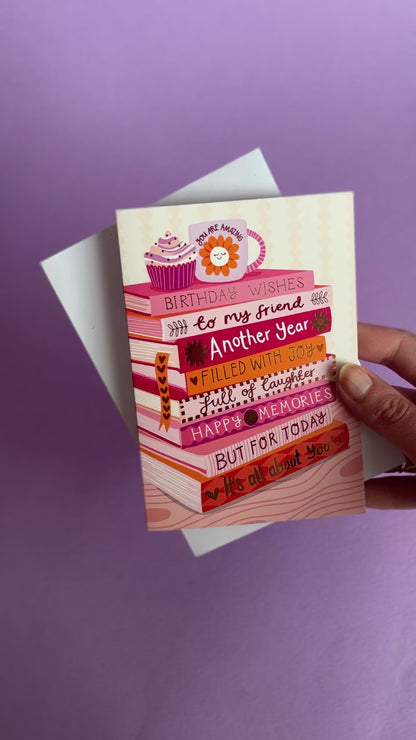 Happy Birthday To My Friend - Foiled Bookish Birthday Card